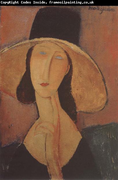 Amedeo Modigliani Portrait of Jeanne hebuterne iwth large hat